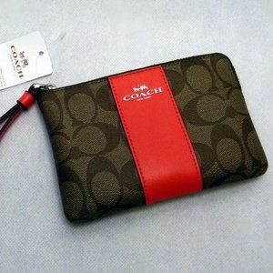 NWT Coach Orange Colorblock Signature Coated Canvas Small Wristlet